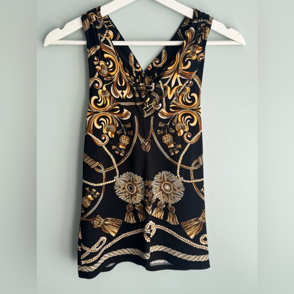 Cache vintage black and gold y2k halter top
